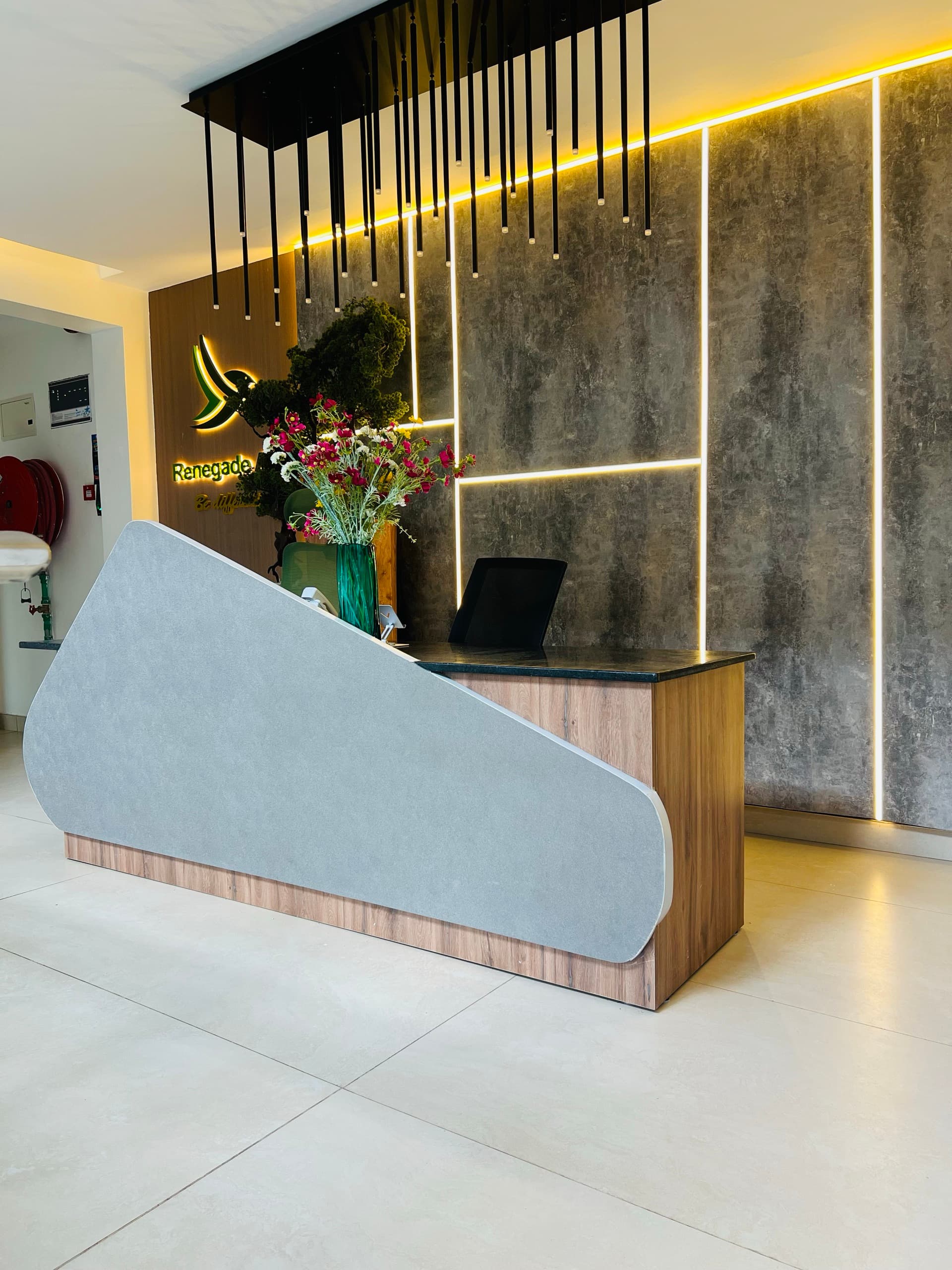 Renegade Air — Command · curved reception desk